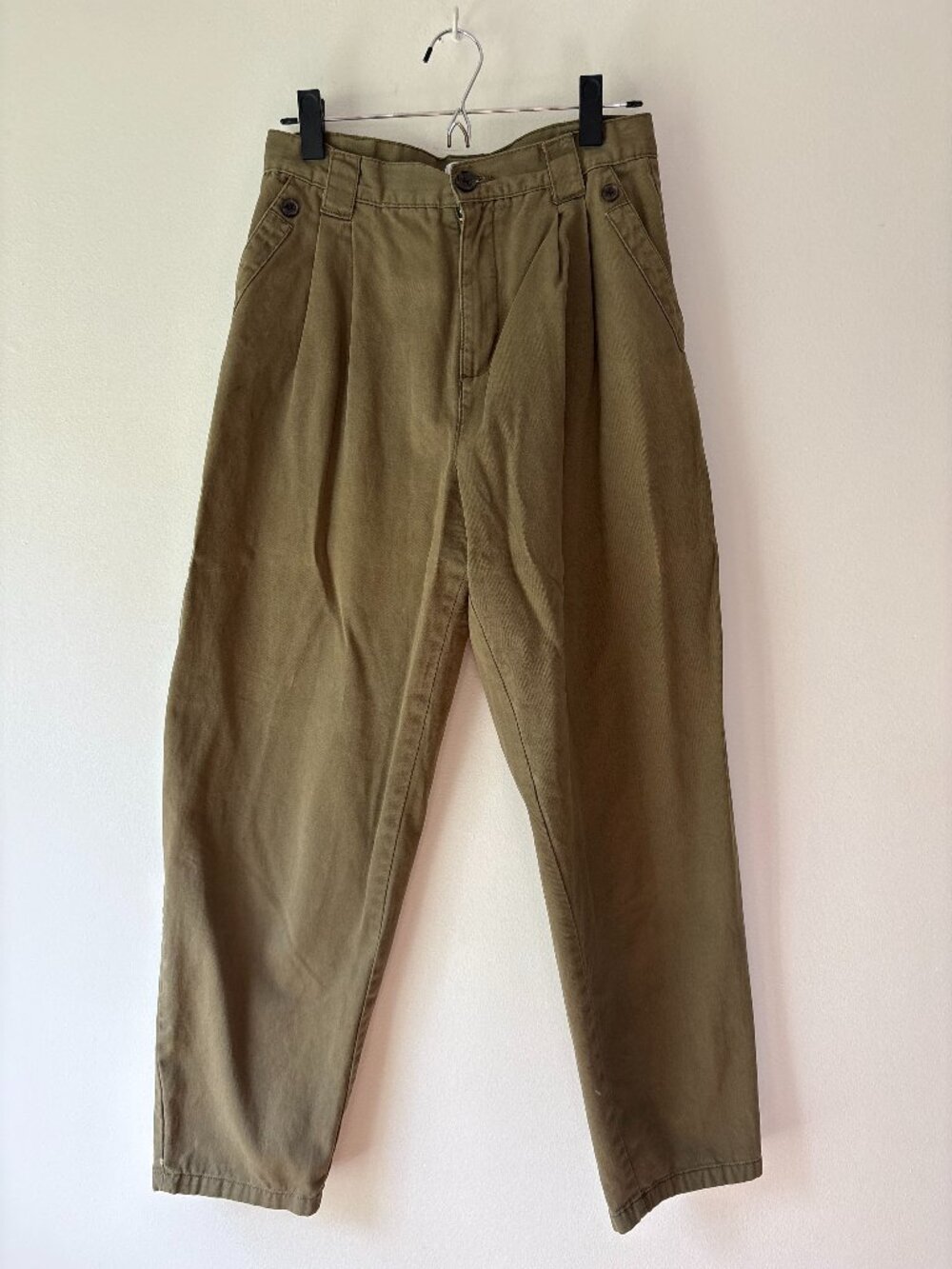Topshop High Waisted Pleated Khaki Cargo Pants Trousers US 6 UK 10